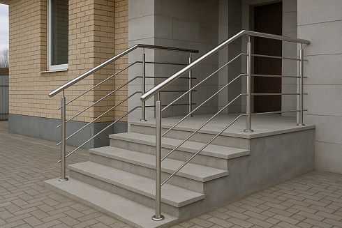 Лестничные ограждения из нержавеющей стали с 2 ригелями